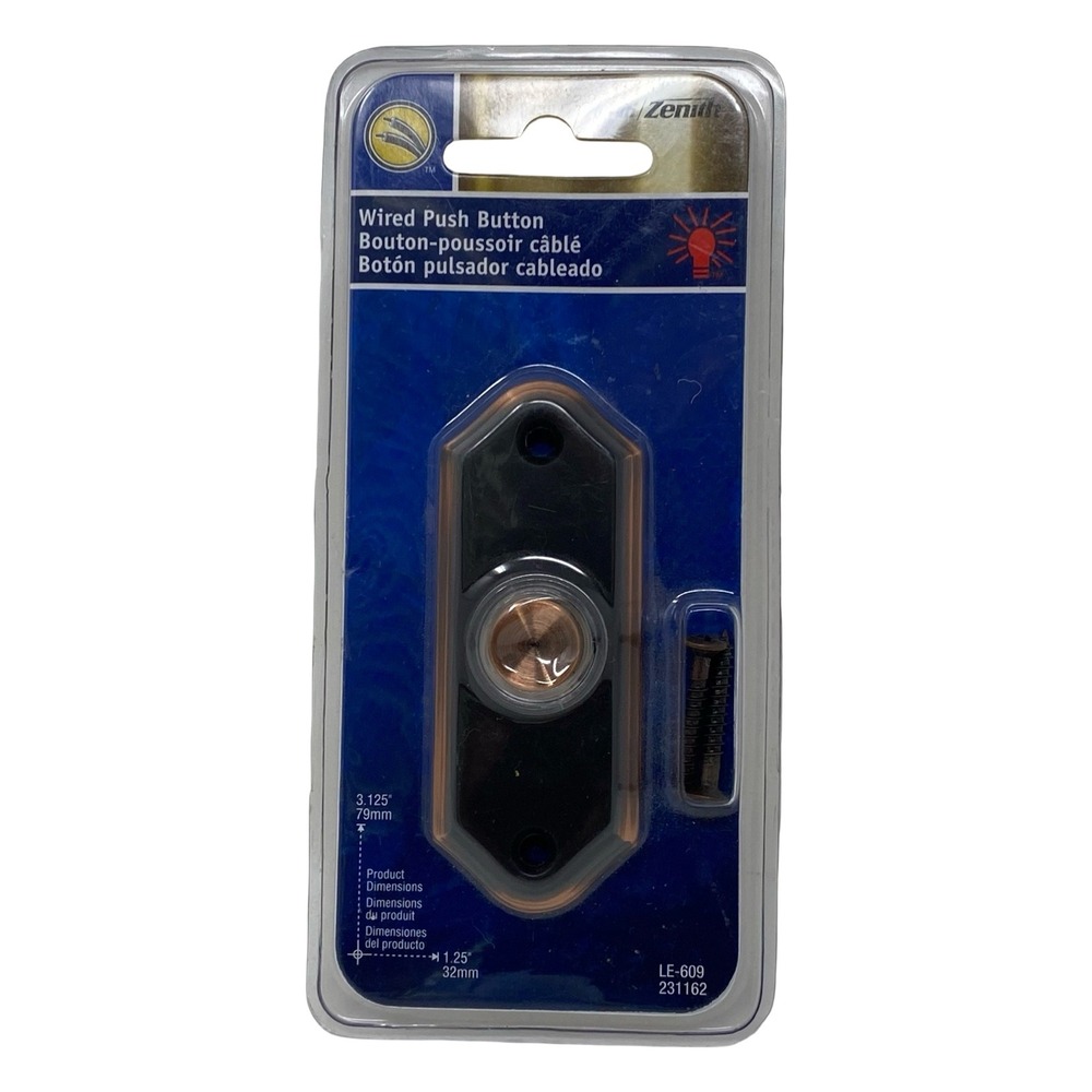 Heath Zenith Antique Copper Wired Push Button Doorbell Halo-Lighted LE-609